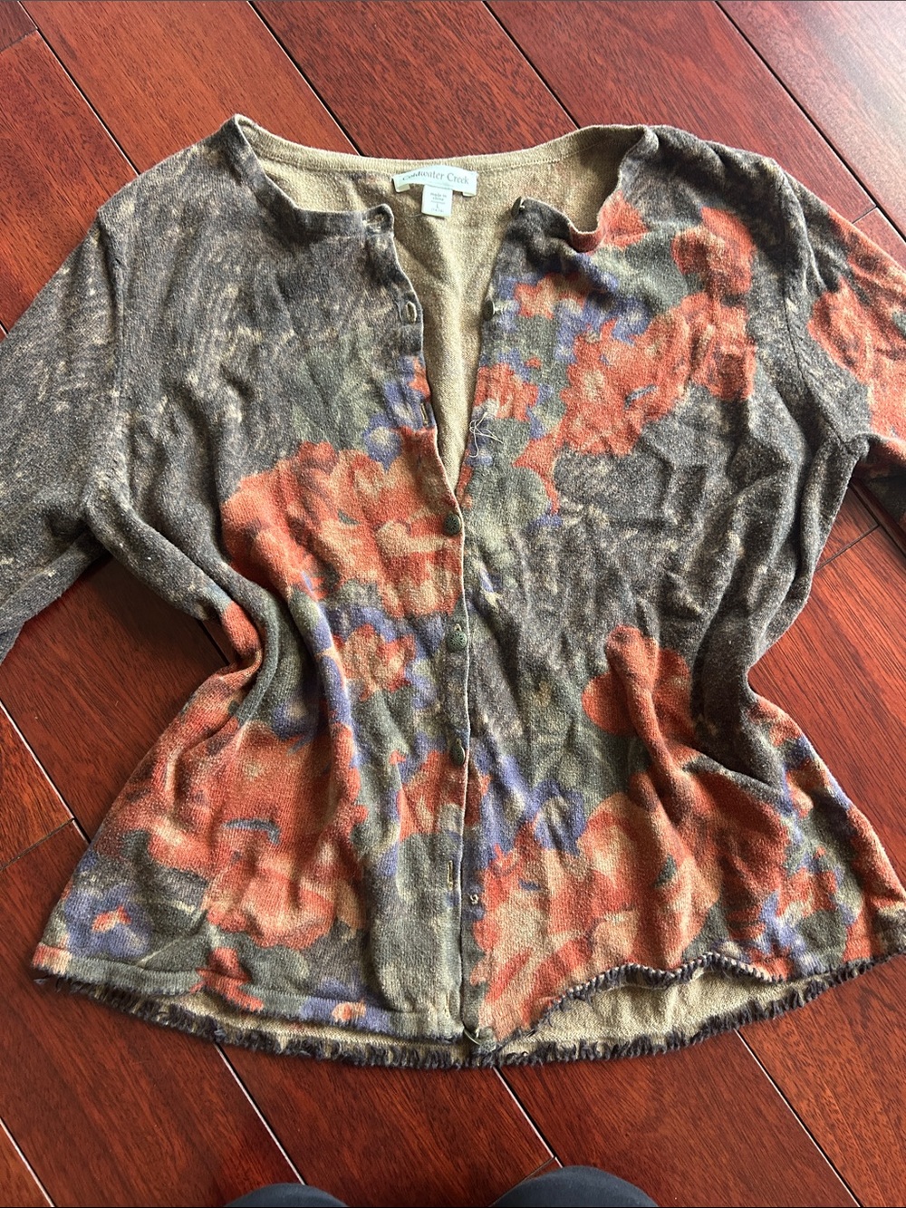 kids large 3/4 long sleeve knit shirt floral